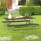 Folding Picnic Table Set with Metal Frame and All-Weather HDPE Tabletop, Umbrella Hole - 72" x 64" x 29" (L x W x H)